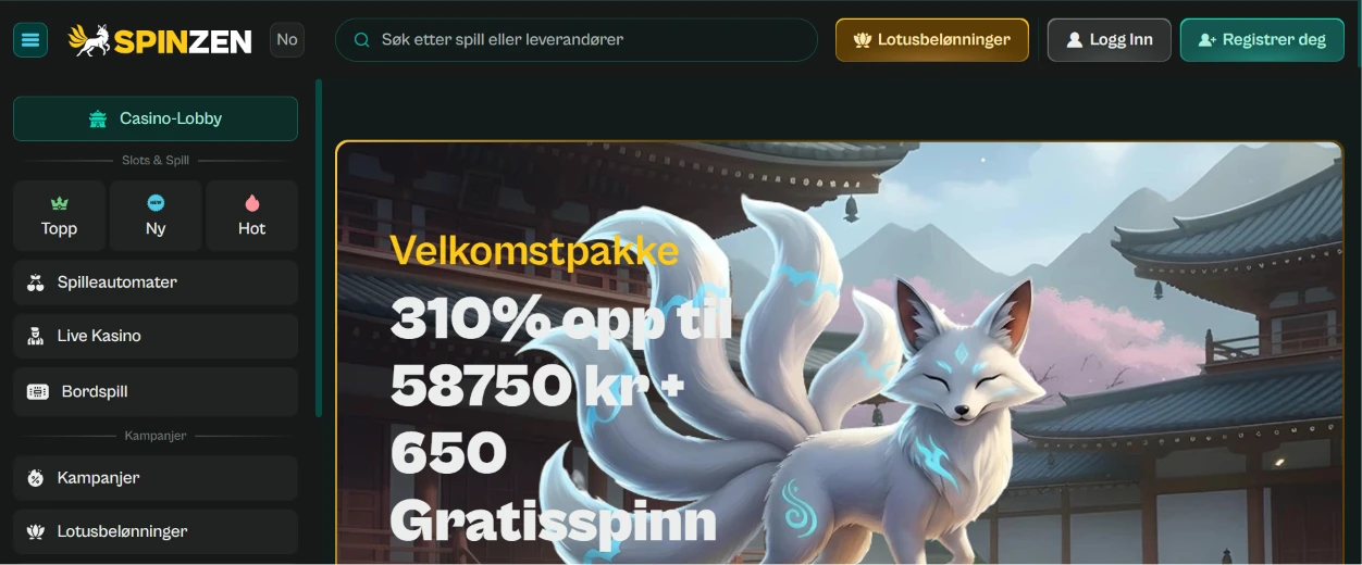 Casinoside med velkomstbonus og gratis spinn