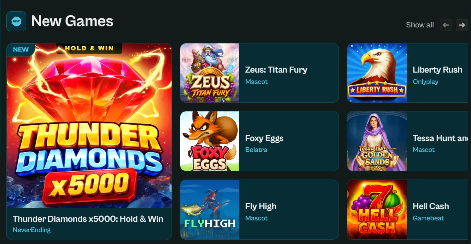 Spillkatalog med nye nettcasinospill